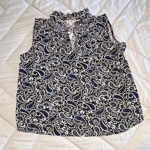 LOFT Paisley Print Sleeveless Top - Black and Blue